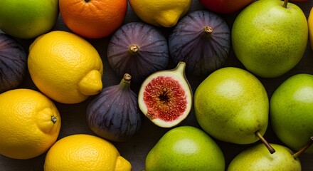Top View of Fresh Assorted Fruits – Colorful Healthy Food Background

