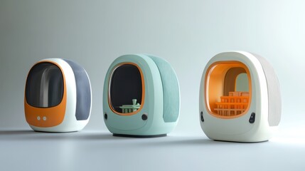 A futuristic concept of home devices producing 3D-printed toys for kids.