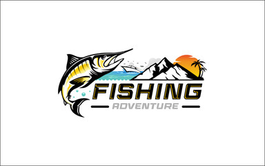Illustration vector graphic of a fishing logo design template