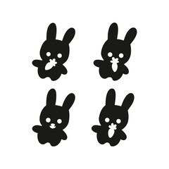 Rabbit silhouette, cuter rabbit silhouette, rabbit silhouette set