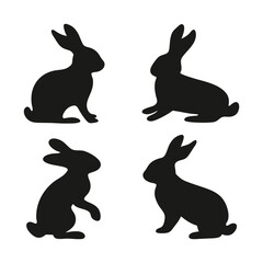 Rabbit silhouette, cuter rabbit silhouette, rabbit silhouette set