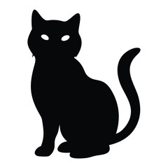 Obraz premium Sleek Silhouette of a Black Cat with Glowing Eyes Embodying Mystery and Elegance in Darkness