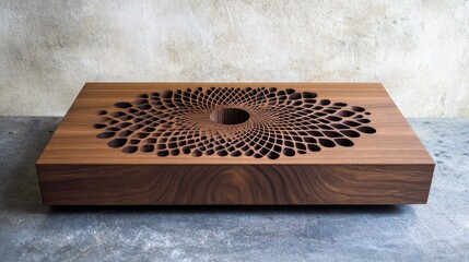 A sleek desktop CNC device crafting intricate patterns in wood.