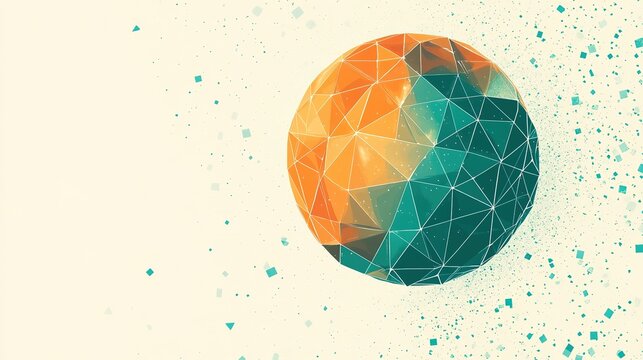 Abstract geometric disco ball with triangle patterns in retro colors, ideal for party invitations and event posters