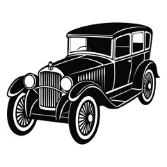 Classic old vintage car automobile silhouette artwork design	