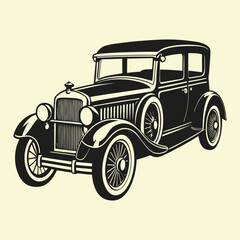 Classic old vintage car automobile silhouette artwork design	