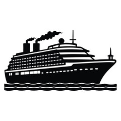 Obraz premium Majestic Cruise Ship Silhouette at Sea A Symbol of Luxury and Adventure on the Open Water