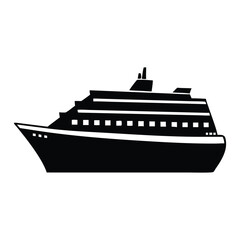 Obraz premium Monochromatic Cruise Ship Silhouette A Voyage on the Sea Awaits with Luxury Travel