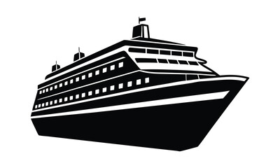 Obraz premium Elegant Cruise Ship Silhouette A Voyage on the Open Sea Maritime Adventure and Vacation Vessel