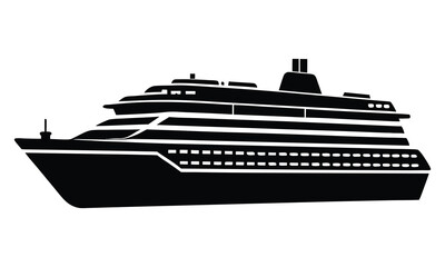 Obraz premium Cruise Ship Silhouette Captures the Essence of Luxurious Sea Travel and Adventure Destinations Exploration