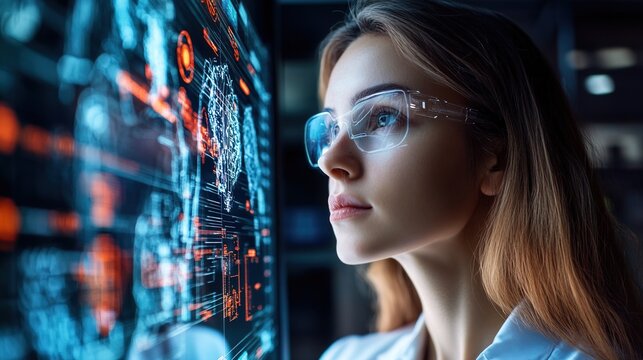 A futuristic holographic interface displaying real-time AI global decision-making 