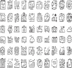  Comprehensive Business and Data Analytics Line Icons Set