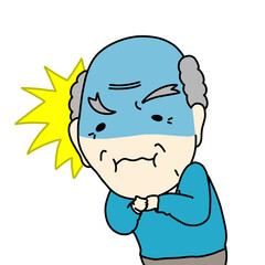 誤嚥をして窒息しそうになっている苦しそうな高齢者のイラスト