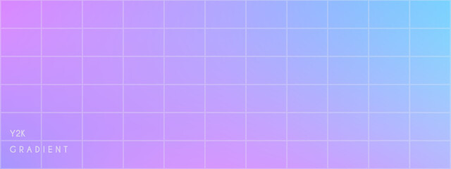 Abstract Y2K gradient mesh with a structured grid. Pastel background showing color blend. Uses violet, teal, purple, bubblegum, and azure shades. Vector illustration.