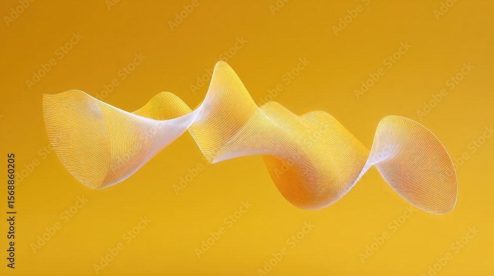 Poster abstract wavy pattern in soft yellow background with fluid motion