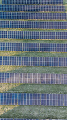 Vertical solar panel rows in clean energy farm