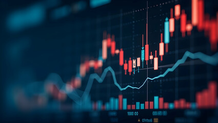 Fototapeta premium Refined Financial Market Trends: Stock Analysis, Economic Indicators, Investor Behavior Patterns & Strategic Forecasting - Premium Photo Stock Concept with Left Space