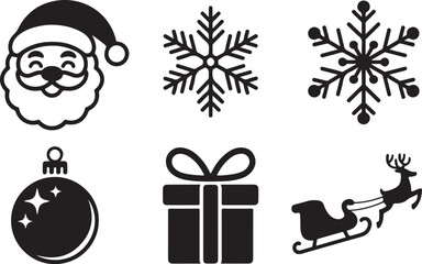 Naklejka premium Sleigh and Snowflake Christmas Graphics