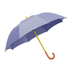 A light purple umbrella with a yellow handle isolated on transparent background