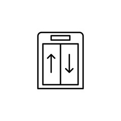 down lift icon or logo isolated sign, vector linear illustration for web and app..eps