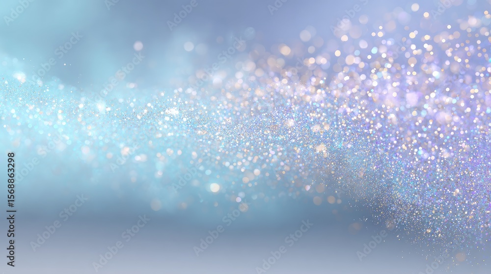 Poster colorful sparkling dust with soft blue background for background use