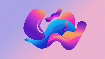 Obraz premium Abstract Illustration of Colorful Liquid Shapes with Gradient, Captivating Artwork of Abstract Fluid Forms with Vibrant Color Transitions