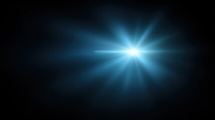 Bright Blue Light Burst on a Dark Background for Creative Projects