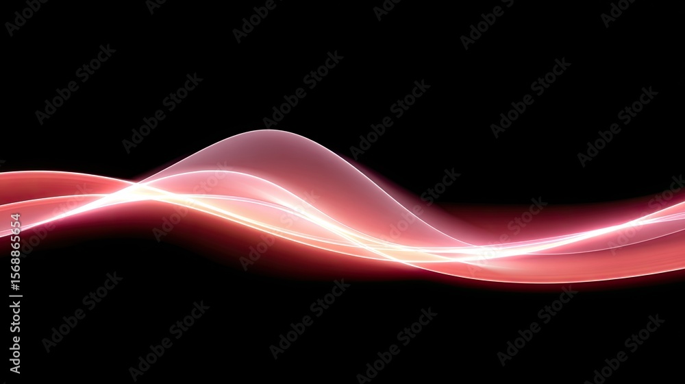 Poster abstract flowing light wave on dark background for creative use