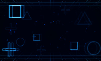 Abstract Game Loading speed Light out technology and with neon triangles. Hitech communication concept innovation background, vector design
