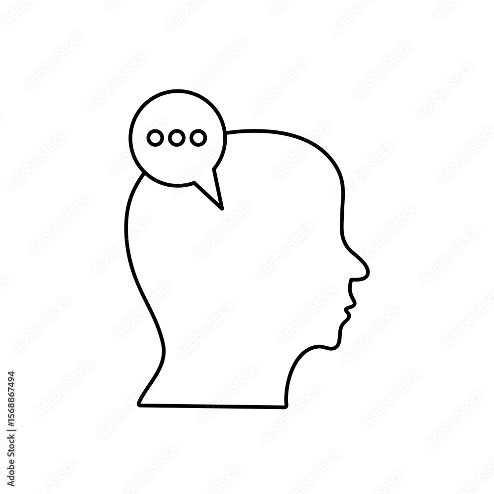 Aufkleber think icon isolated sign symbol vector flat black linear illustration for web and app..eps
