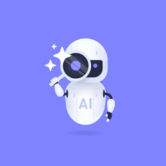 Innovative robotic cartoon character exploring concepts of artificial intelligence and technology in a modern graphic design.