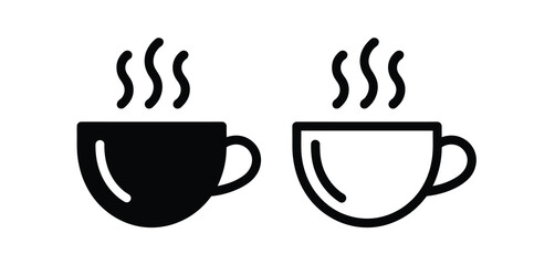 Hot Coffee or Tea Cup Icon Set