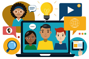 Diverse Team Video Conference with Idea Generation and Global Communication for Business Success