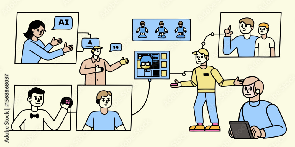 Aufkleber artificial intelligence and human interaction a network of communication and collaboration in a digi