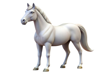 A majestic white horse with a flowing mane and tail isolated on transparent background