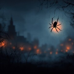 creepy spider halloween background