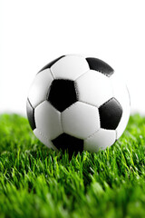 Fototapeta premium Soccer Ball on Grass over White Background