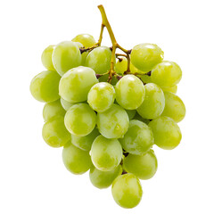 A vibrant and fresh bunch of green grapes isolated against a black background
