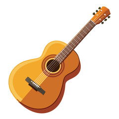 Obraz premium A classic acoustic guitar resting upright, a symbol of music, a musical instrument, and a hobby.