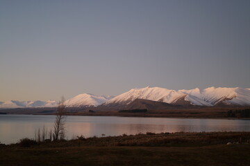 sunset over the lake tekapo