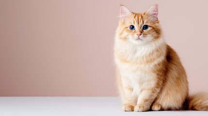 Majestic somali cat with bushy tail captured in depth of field with soft pastel tones highlighting its unique features