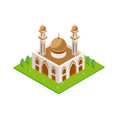 Mosque with Dome and Minarets