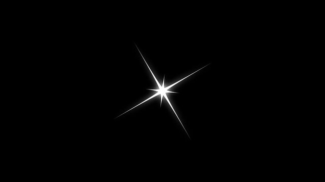 Twinkle Sparkling stars Shine animation on black screen. Vector, doodles style stars blinking effects with Alpha Channel. Glowing stars sparkle on transparent background.