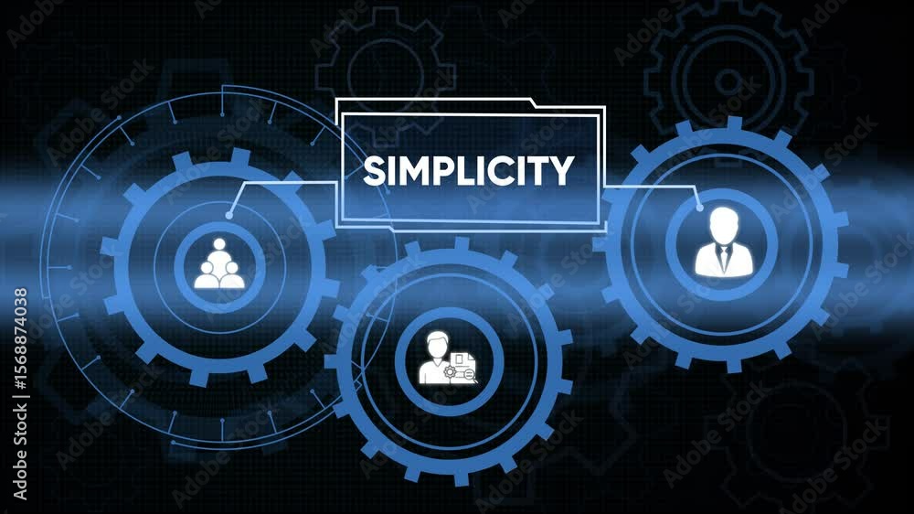 Poster animated gears illustrating simplicity and teamwork in business process management