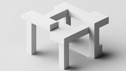 Minimalist White Structure with Geometric Shapes in Abstract Design