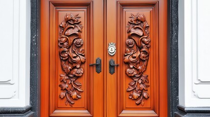 Artistic Carved Door with Intricate Floral Detailing and Motifs