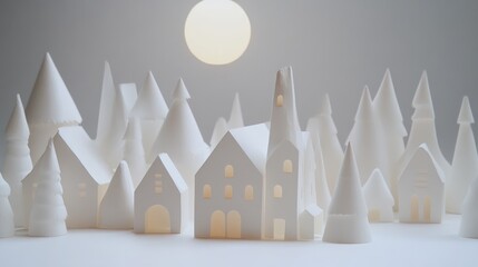 Abstract Geometric White Design with Triangles, Circles, and Squares