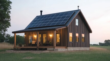 Fototapeta premium Green Architecture House with Natural Materials and Energy Efficient Design
