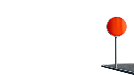 Red Circle Sign: An abstract shot of the a traffic signal, with a minimalistic aesthetic. The focus on the symbol of direction and stop, a classic design for direction