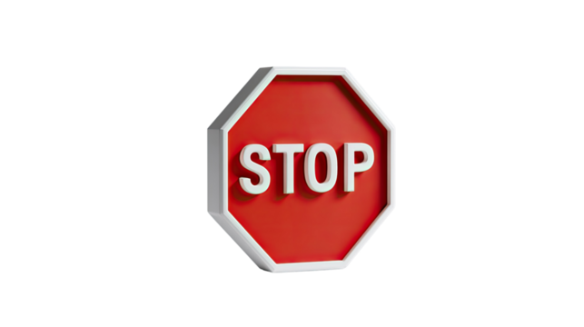 Stop Sign: A vibrant red stop sign, a universal symbol of safety and caution. The crisp design and bold message command immediate attention.